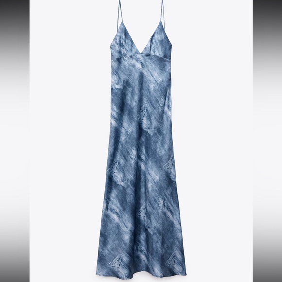 ZARA PRINTED SATIN EFFECT SLIP DRESS sz Small - Picture 4 of 7